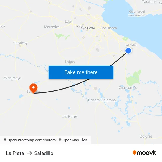 La Plata to Saladillo map