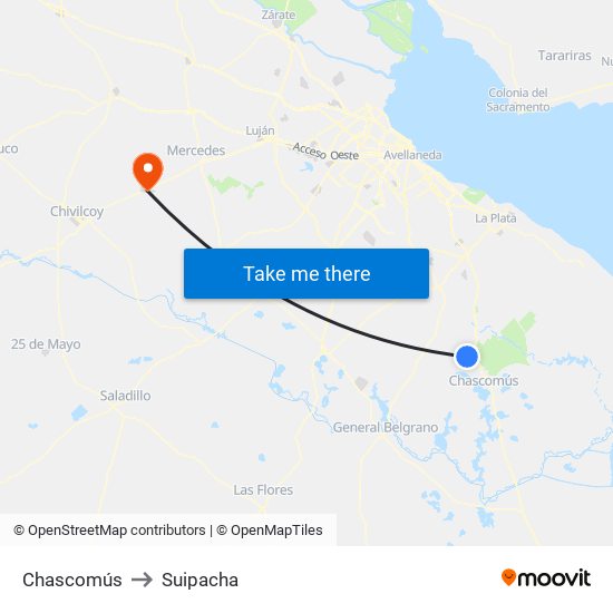 Chascomús to Suipacha map