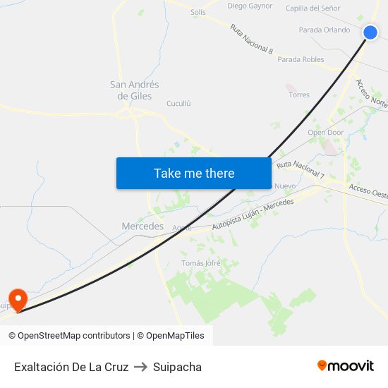 Exaltación De La Cruz to Suipacha map