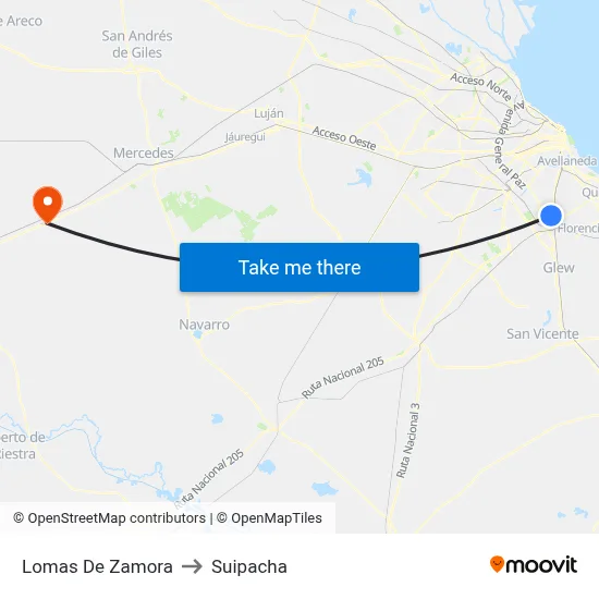 Lomas De Zamora to Suipacha map