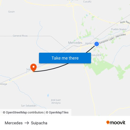 Mercedes to Suipacha map