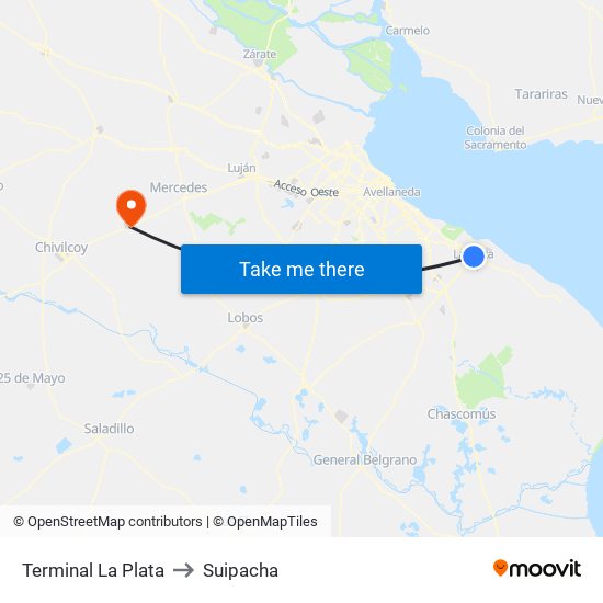 Terminal La Plata to Suipacha map