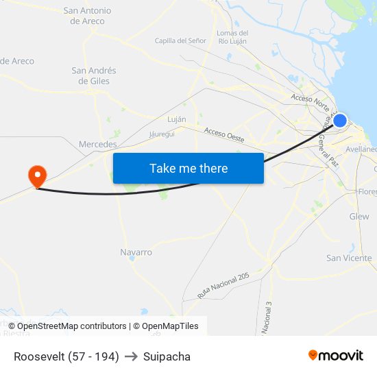 Roosevelt (57 - 194) to Suipacha map