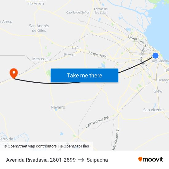Avenida Rivadavia, 2801-2899 to Suipacha map