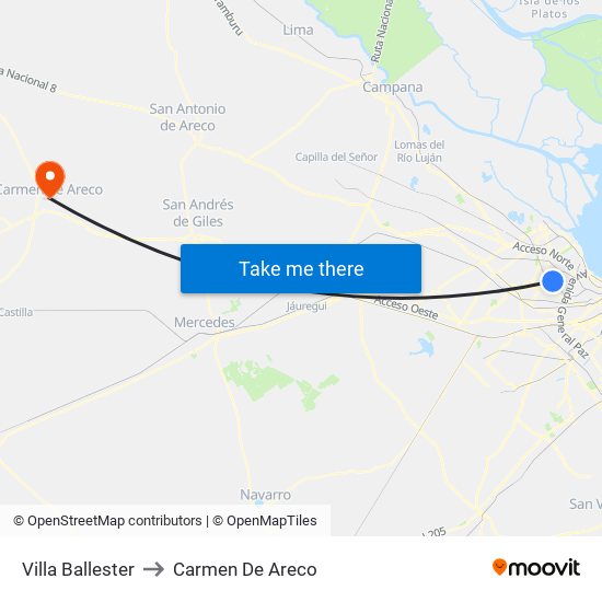 Villa Ballester to Carmen De Areco map