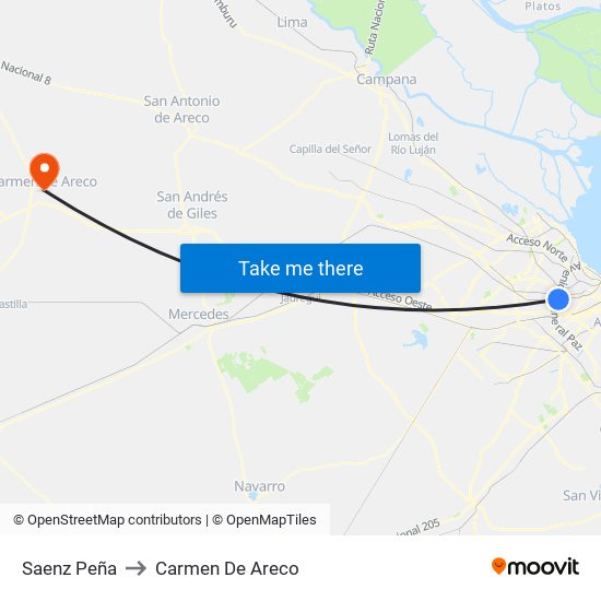 Saenz Peña to Carmen De Areco map