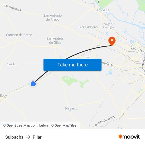 Suipacha to Pilar map