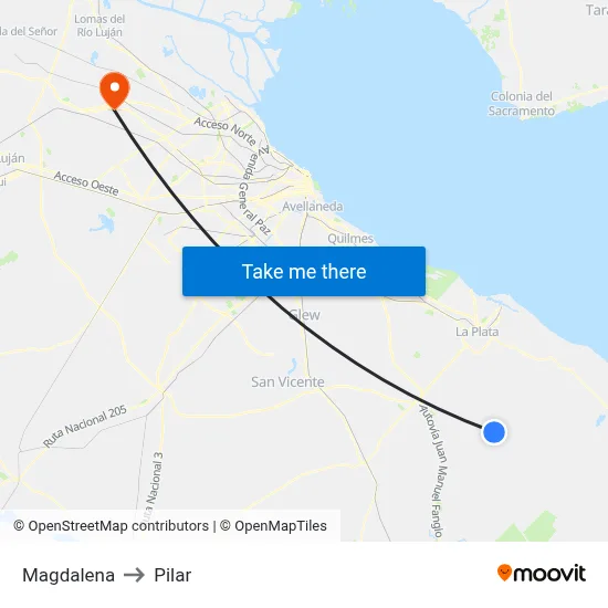 Magdalena to Pilar map