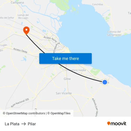 La Plata to Pilar map