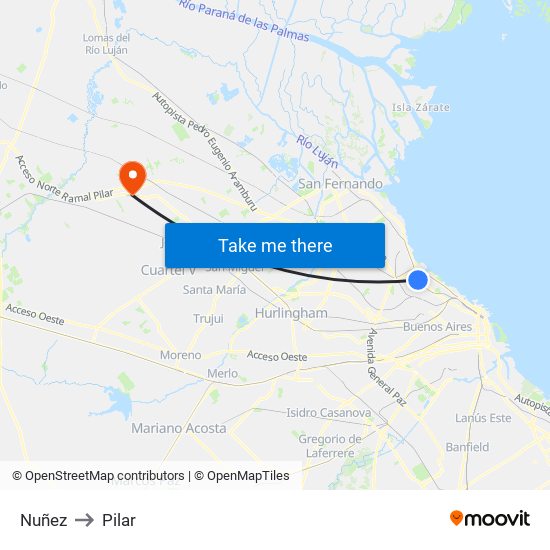 Nuñez to Pilar map