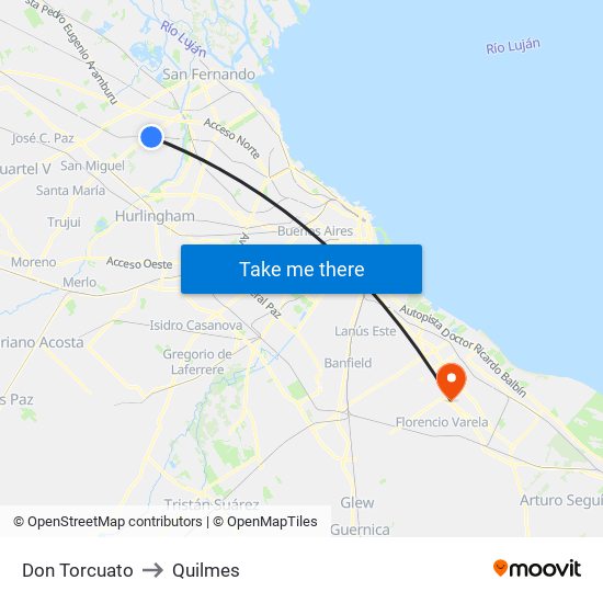 Don Torcuato to Quilmes map