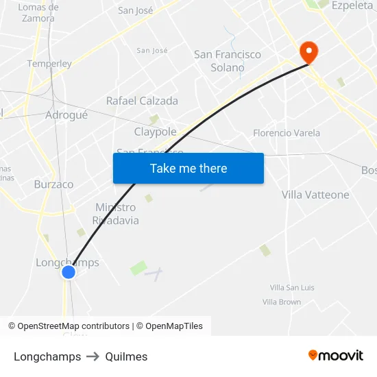Longchamps to Quilmes map