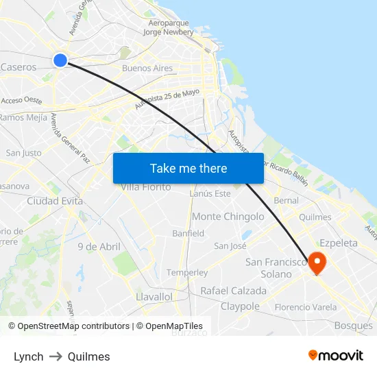 Lynch to Quilmes map