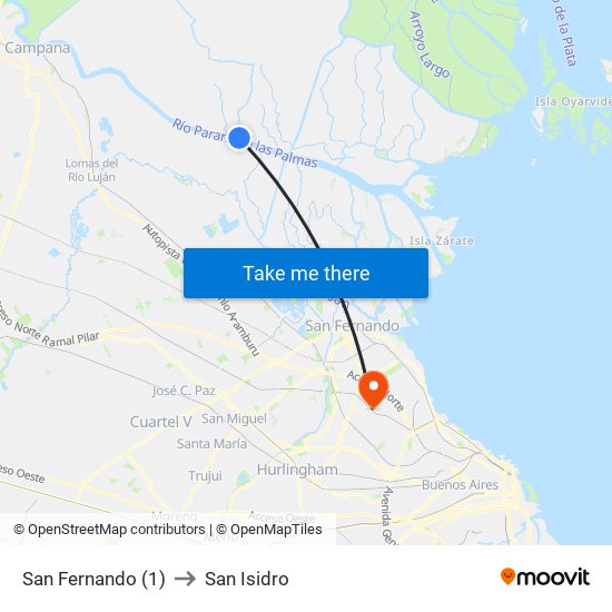 San Fernando (1) to San Isidro map
