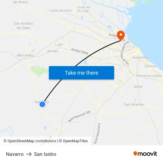 Navarro to San Isidro map