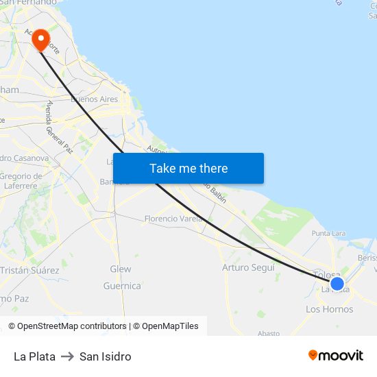 La Plata to San Isidro map