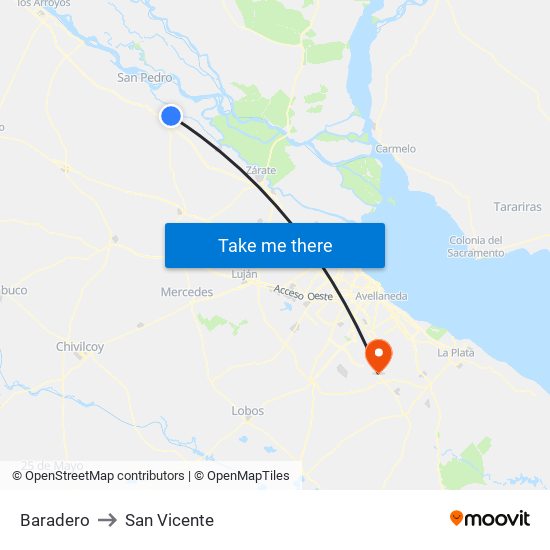Baradero to San Vicente map