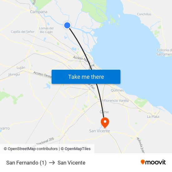 San Fernando (1) to San Vicente map