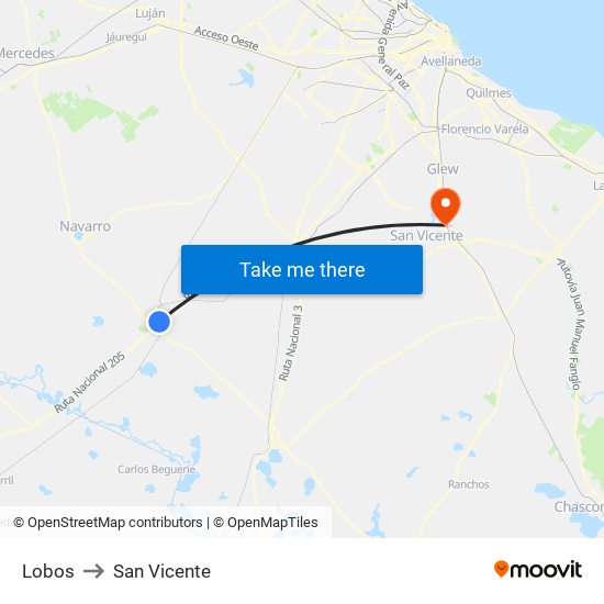 Lobos to San Vicente map