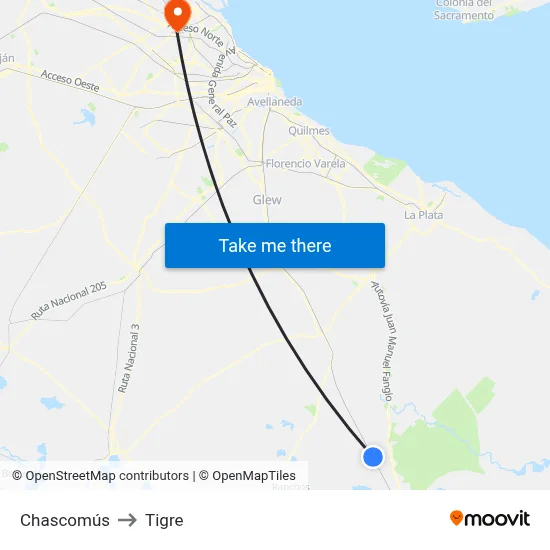 Chascomús to Tigre map