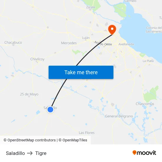 Saladillo to Tigre map