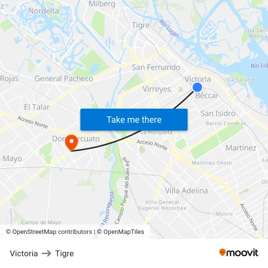 Victoria to Tigre map