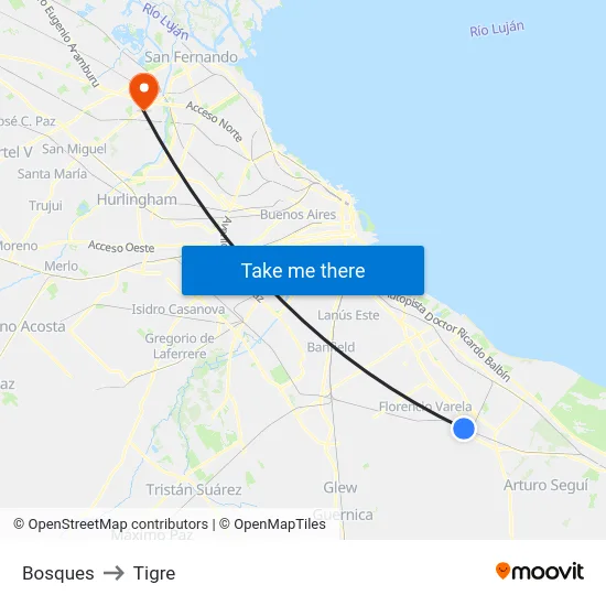 Bosques to Tigre map