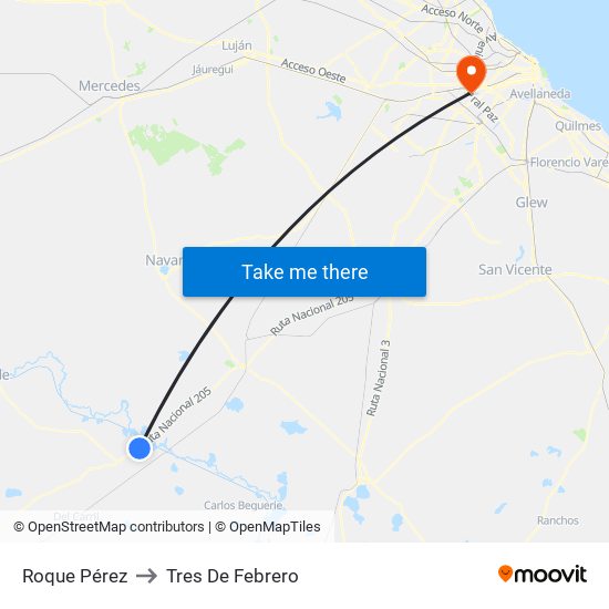 Roque Pérez to Tres De Febrero map