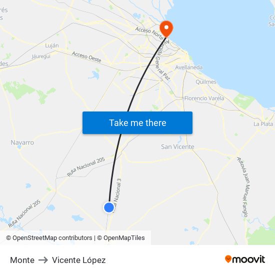 Monte to Vicente López map