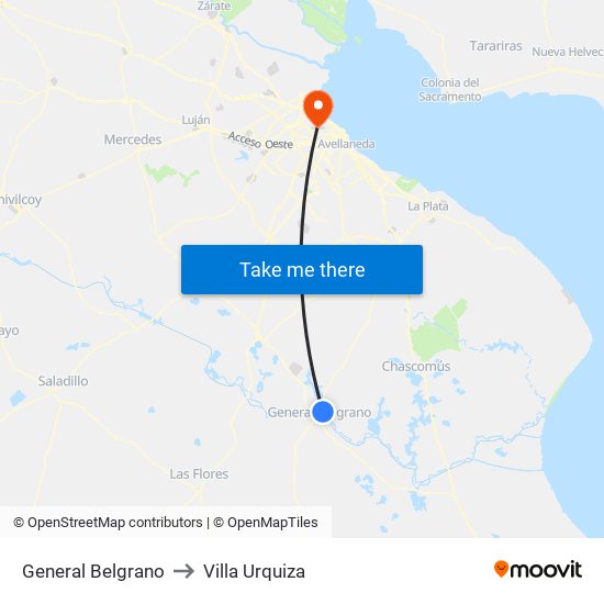 General Belgrano to Villa Urquiza map