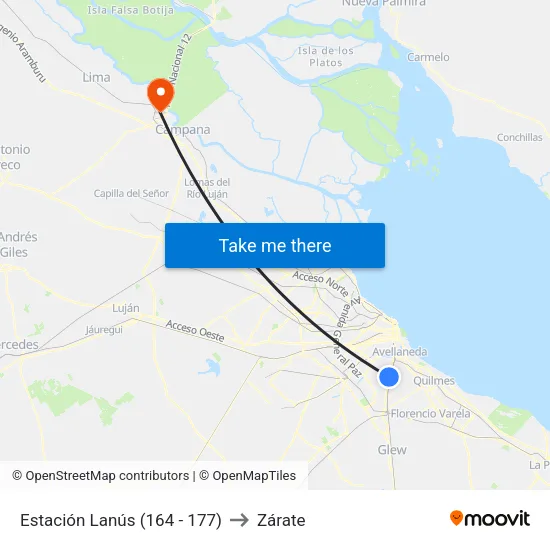 Estación Lanús (164 - 177) to Zárate map