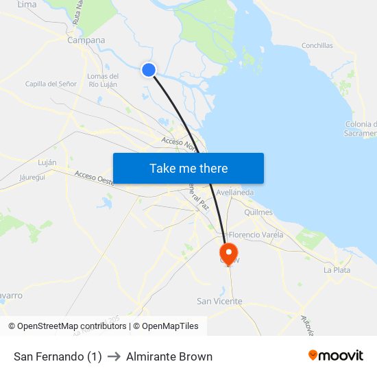 San Fernando (1) to Almirante Brown map