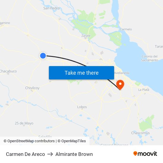 Carmen De Areco to Almirante Brown map