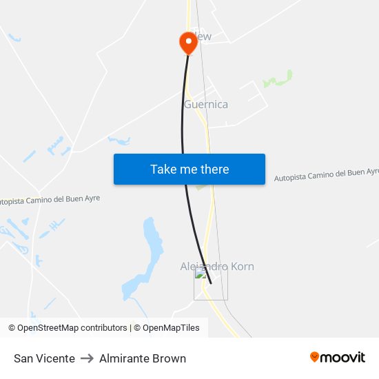 San Vicente to Almirante Brown map