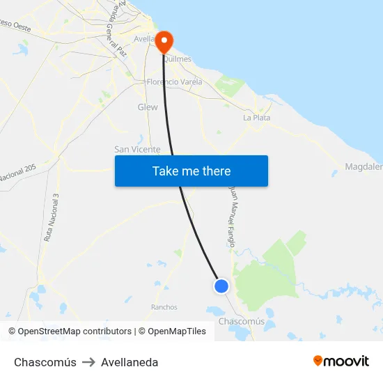 Chascomús to Avellaneda map