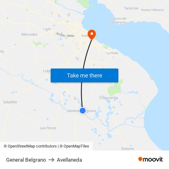 General Belgrano to Avellaneda map