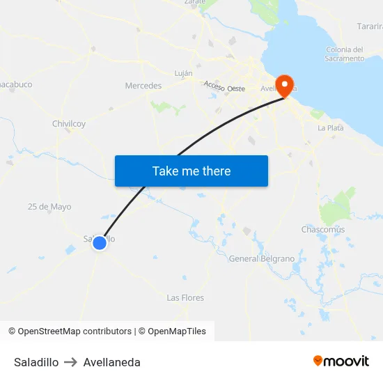 Saladillo to Avellaneda map