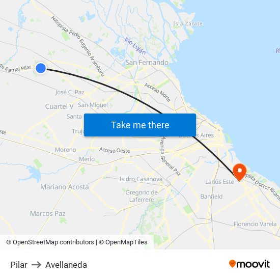 Pilar to Avellaneda map