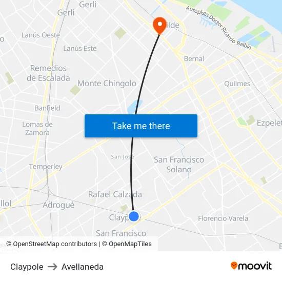 Claypole to Avellaneda map