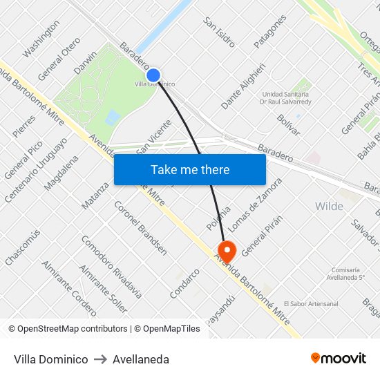 Villa Dominico to Avellaneda map