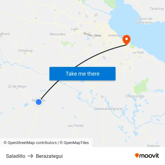 Saladillo to Berazategui map