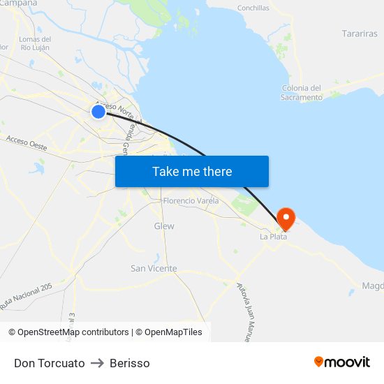 Don Torcuato to Berisso map