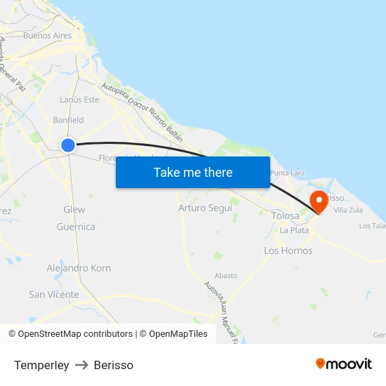 Temperley to Berisso map