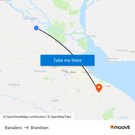 Baradero to Brandsen map