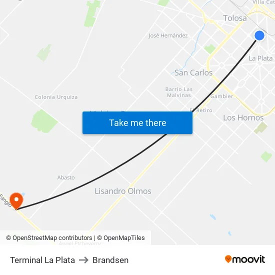 Terminal La Plata to Brandsen map