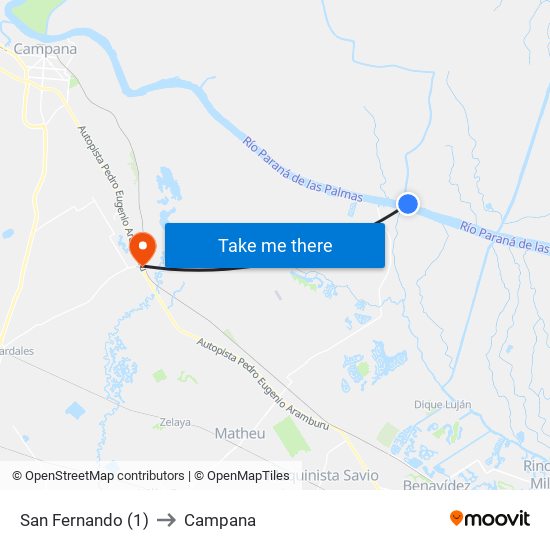 San Fernando (1) to Campana map