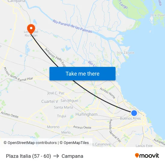 Plaza Italia (57 - 60) to Campana map