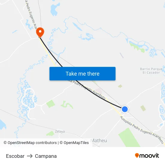 Escobar to Campana map