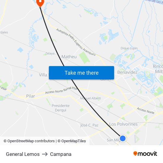 General Lemos to Campana map