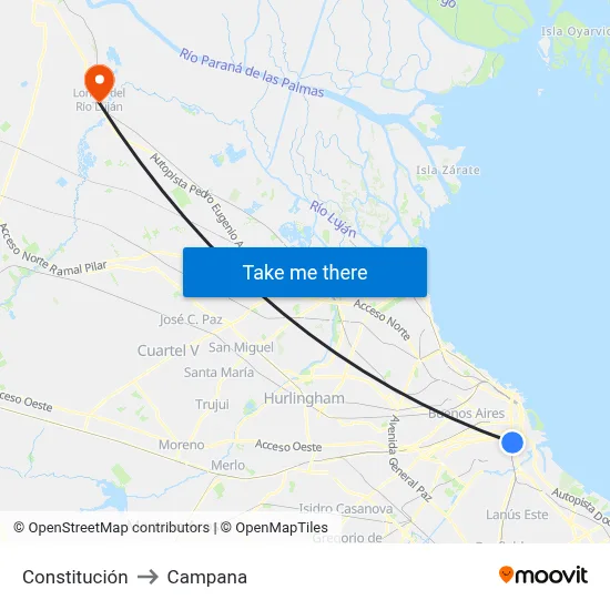 Constitución to Campana map